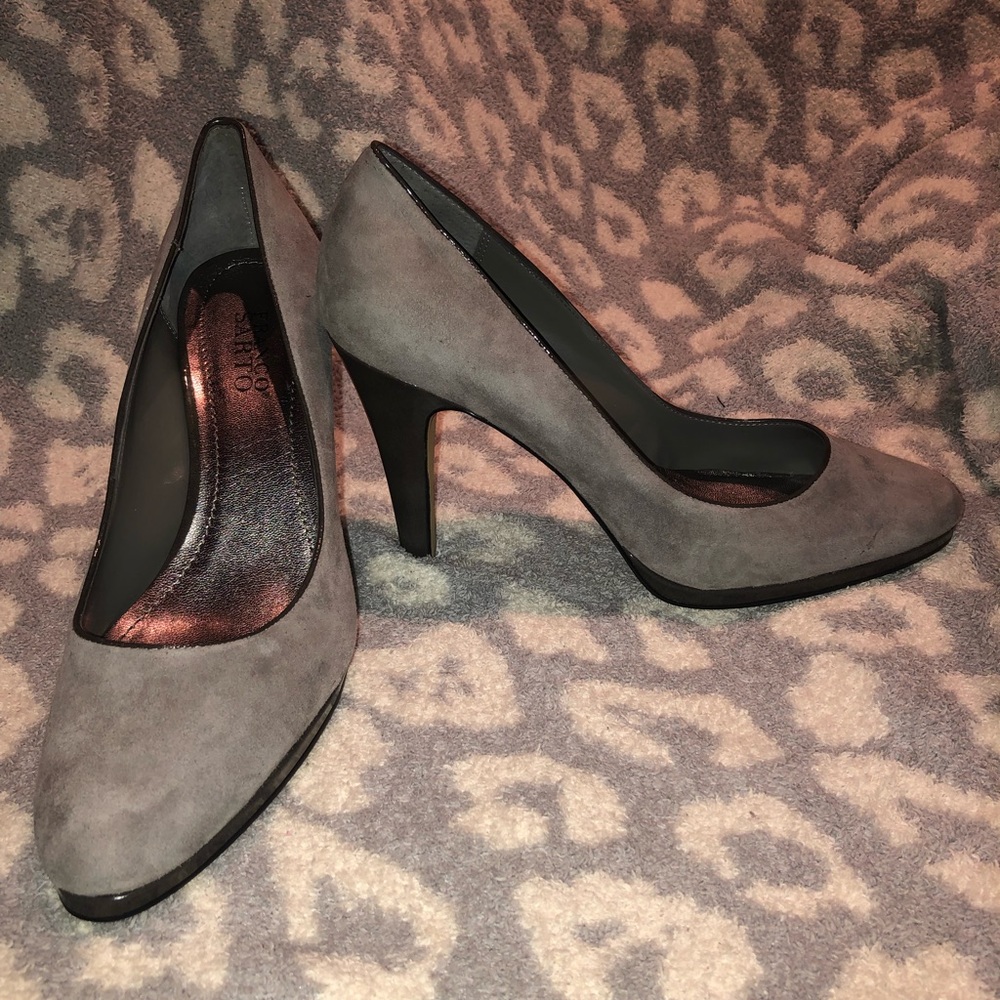 Franco Sarto grey suede and patent pumps